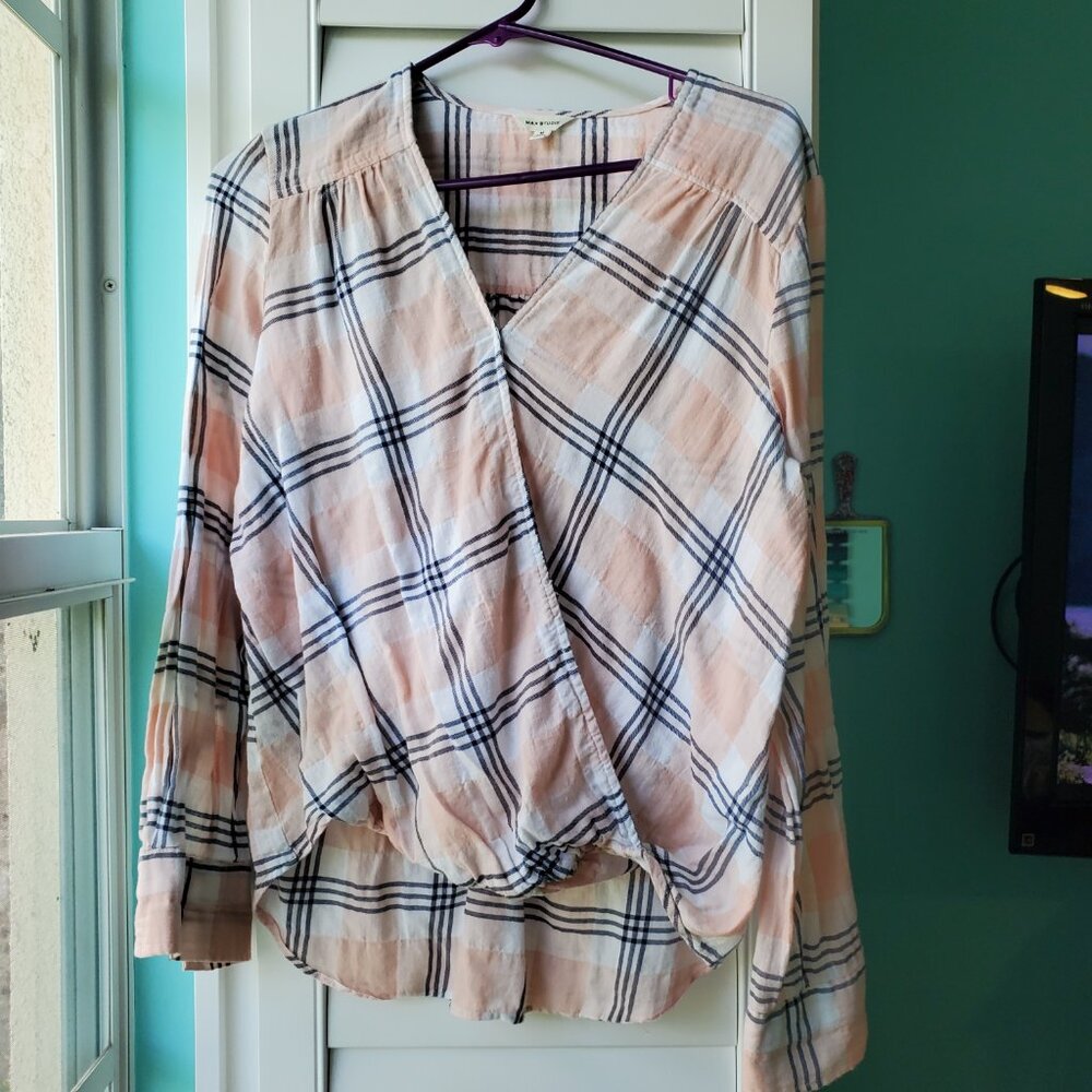 Max Studio Wrap Shirt, Size M